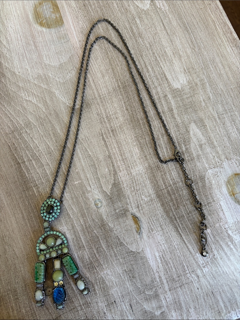 Handcrafted Green and Blue Pendant Necklace - Women Jewelry